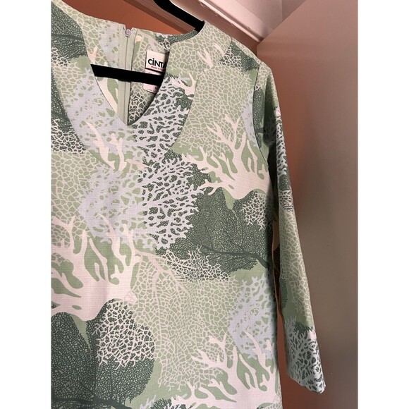 Cintas Four Seasons Resort Hualalai Uniform Muu Muu Dress Sz M Green Coral Print - Picture 3 of 13